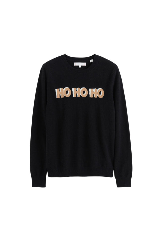 Black Wool-Cashmere Ho Ho Ho Christmas Sweater image 2