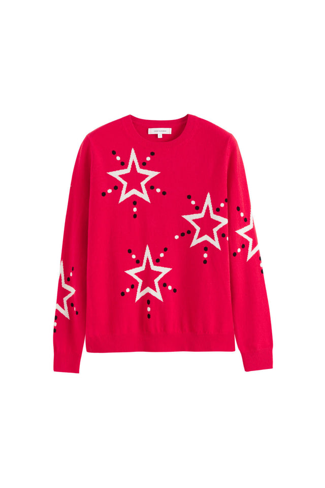 Red Wool-Cashmere Star Christmas Sweater image 2