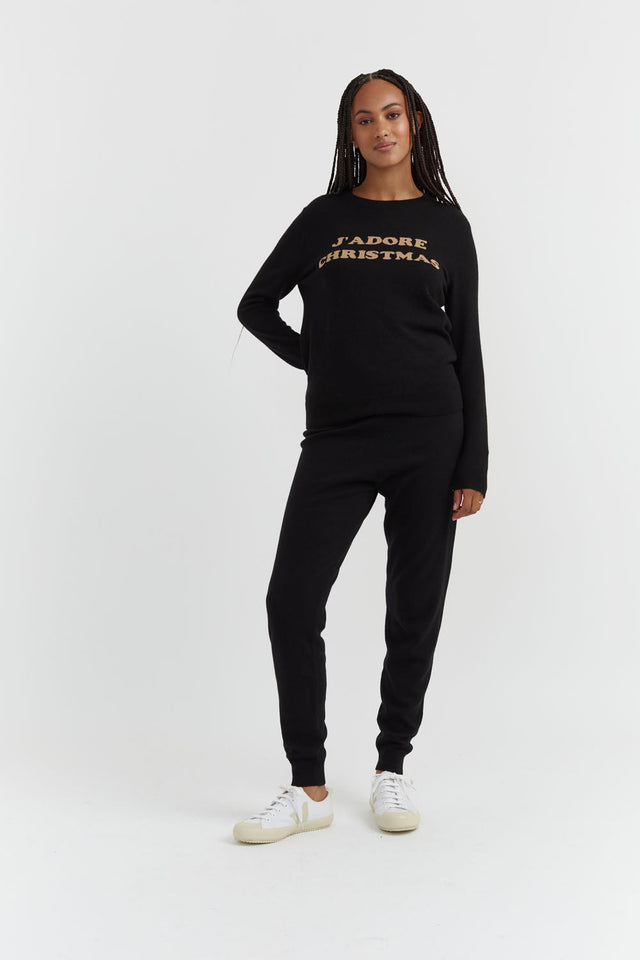 Black Wool-Cashmere J'adore Christmas Sweater image 4