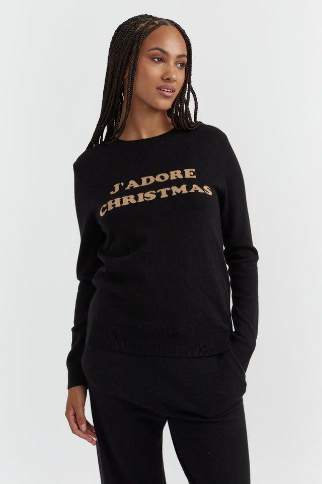 Black Wool-Cashmere J'adore Christmas Sweater image 1
