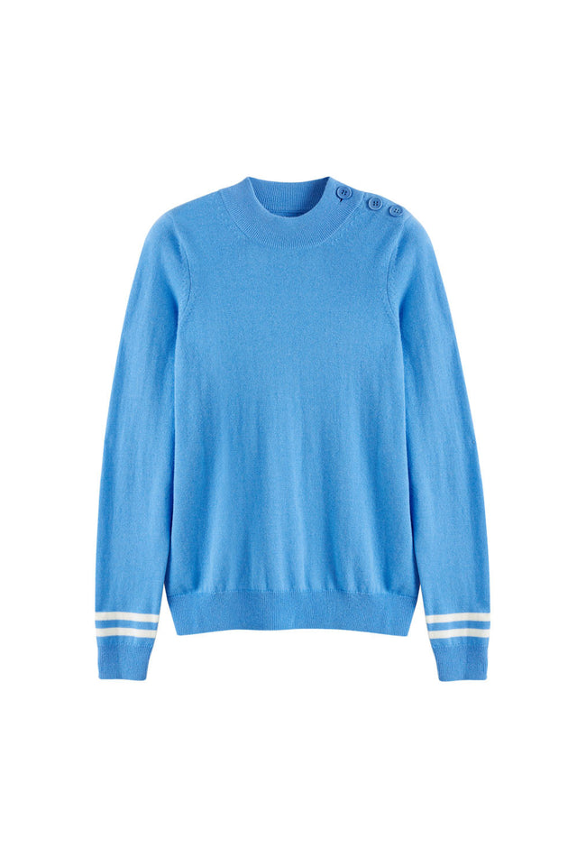 Sky-Blue Wool-Cashmere Varsity Sweater image 2