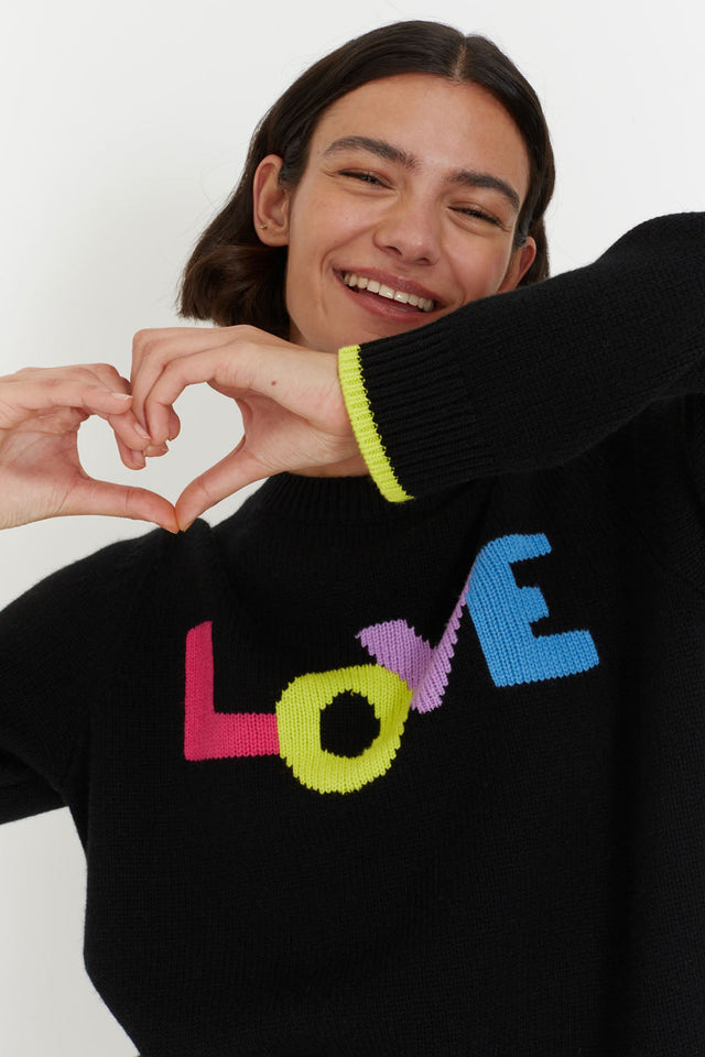 Black Wool-Cashmere Love Sweater image 1