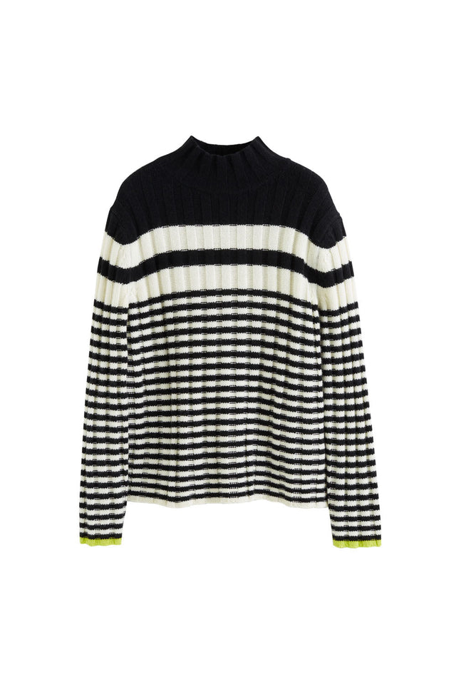 Black Wool-Cashmere Retro Stripe Sweater image 2