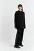 Black Wool-Cashmere Piped Wide-Leg Pants