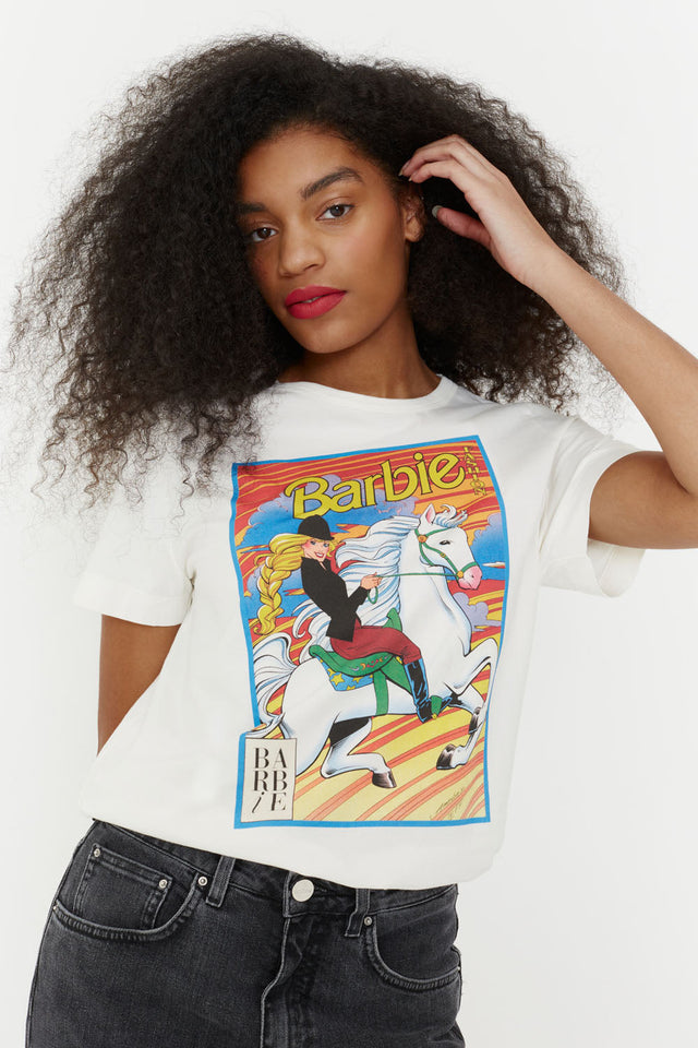 Cream Cotton Equestrian Barbie T-Shirt image 1