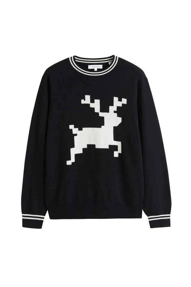 Black Wool-Cashmere Reindeer Sweater image 2