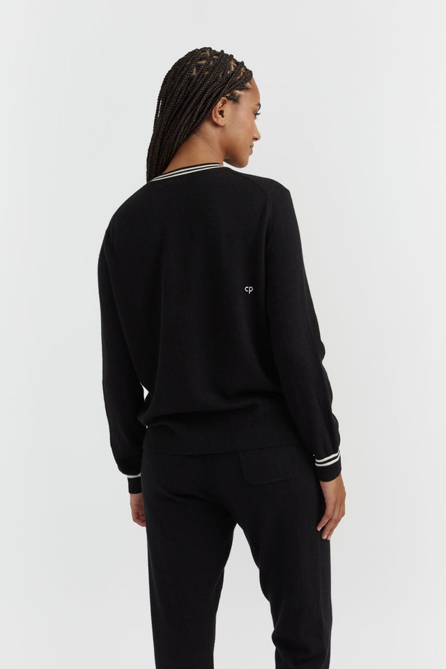 Black Wool-Cashmere Reindeer Sweater image 3