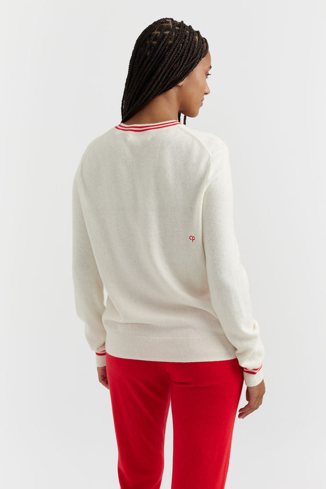 Cream Wool-Cashmere Reindeer Sweater image 3