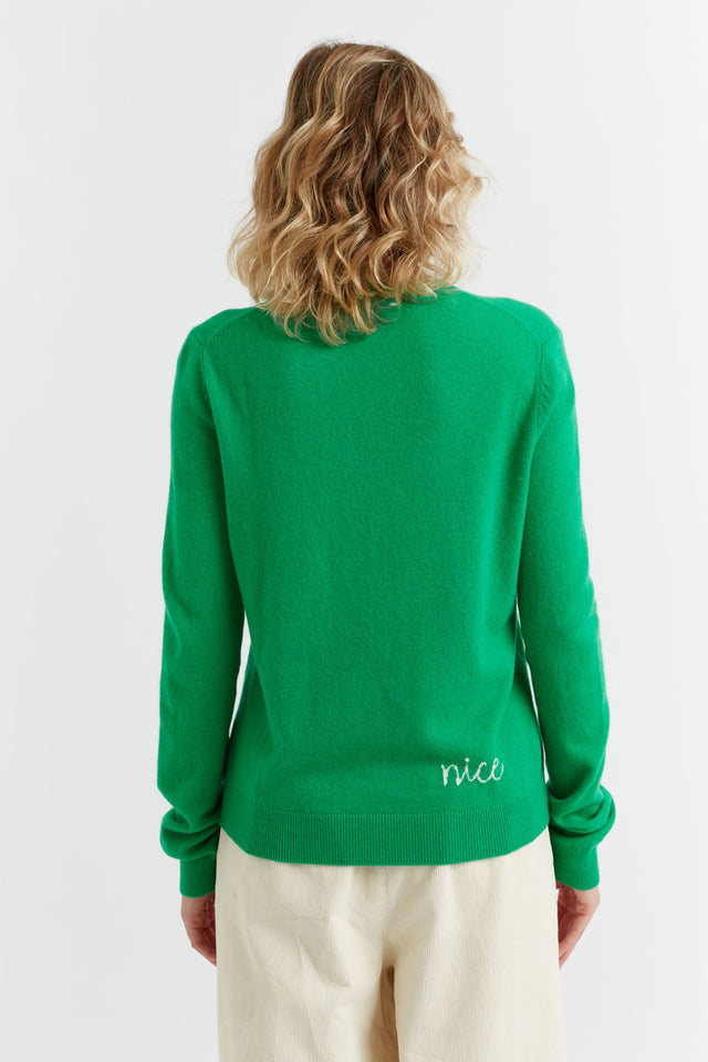 Green Wool-Cashmere Naughty or Nice Sweater image 3