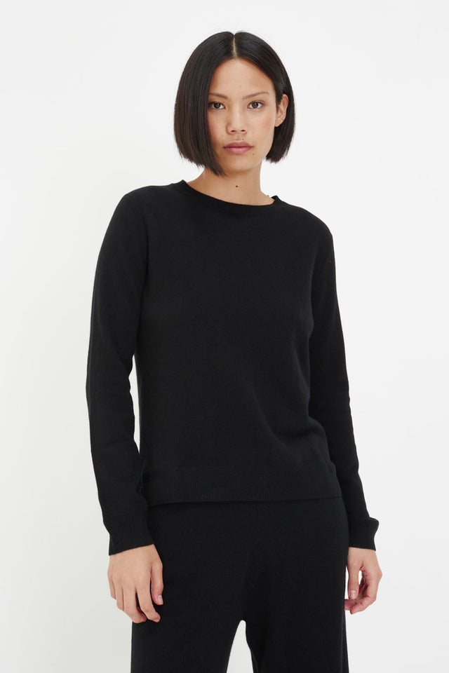 Black Cashmere Crew Sweater image 1