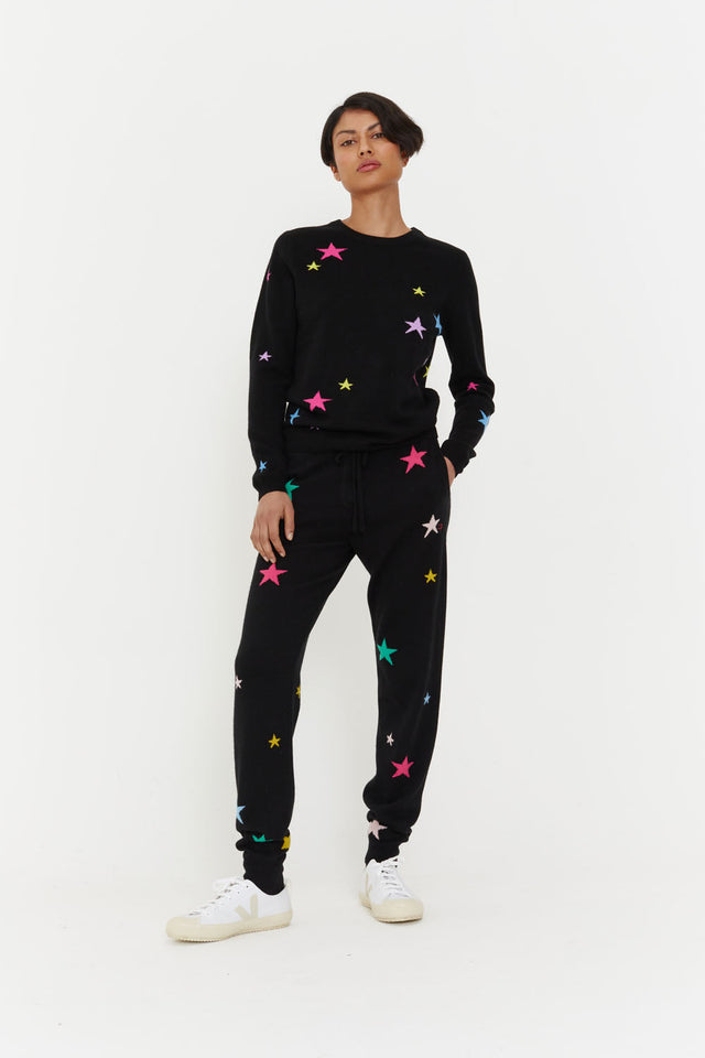 Black Wool-Cashmere Star Track Pants image 1