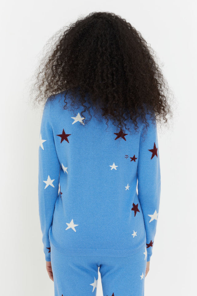 Sky-Blue Wool-Cashmere Star Sweater image 3