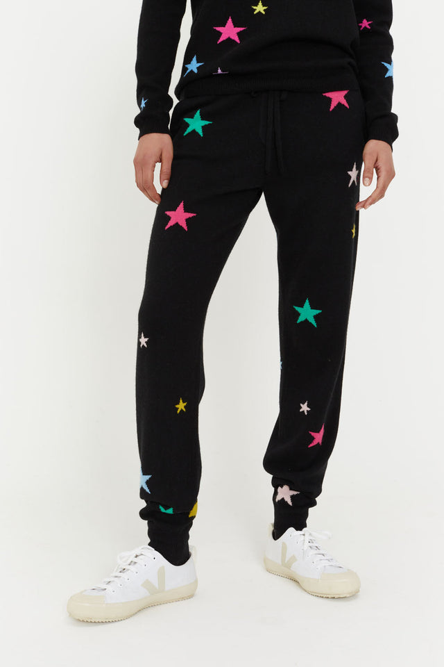 Black Wool-Cashmere Star Track Pants image 3