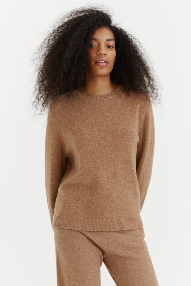 Camel Cashmere Boxy Sweater image 1