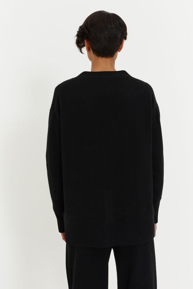 Black Cashmere Chunky Cardigan image 2