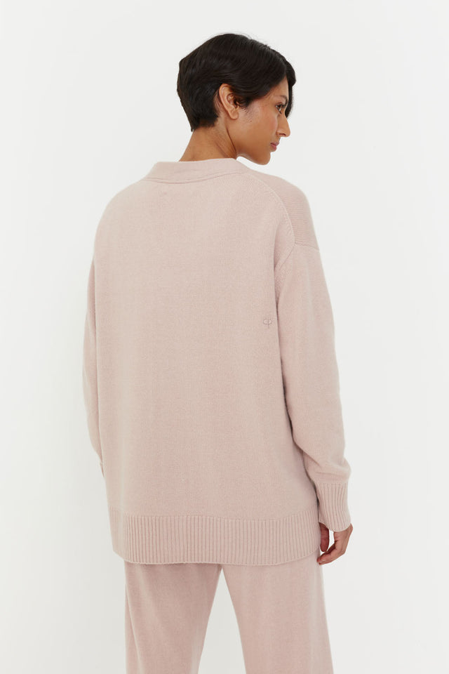 Powder-Pink Cashmere Chunky Cardigan image 3