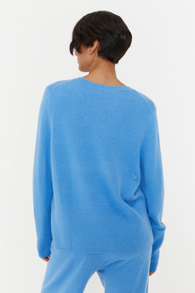 Sky-Blue Cashmere Boxy Sweater image 3
