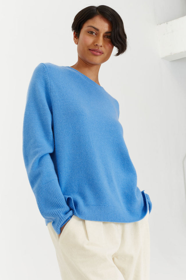 Sky-Blue Cashmere Boxy Sweater image 1