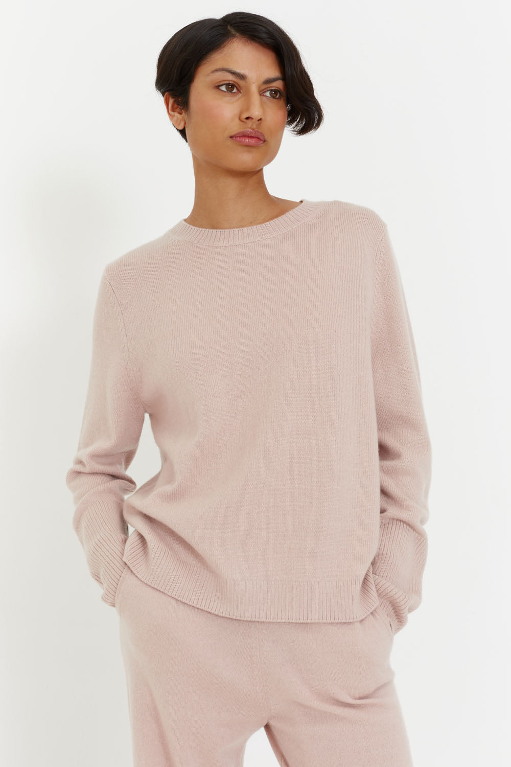 Powder-Pink Cashmere Boxy Sweater