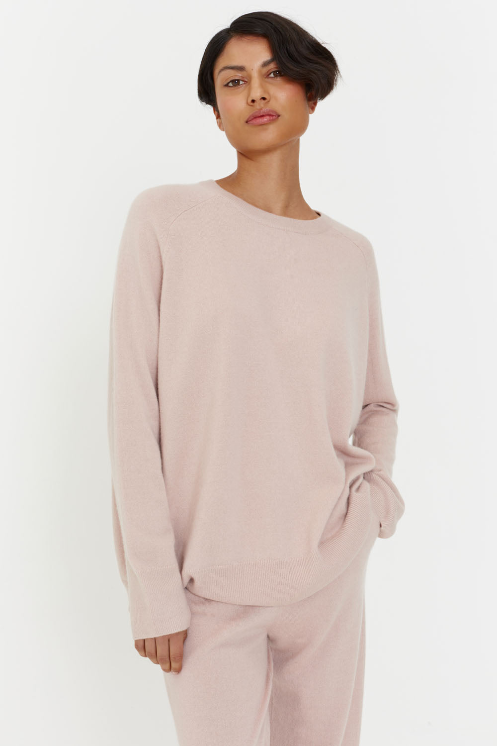 Powder-Pink Cashmere Slouchy Sweater