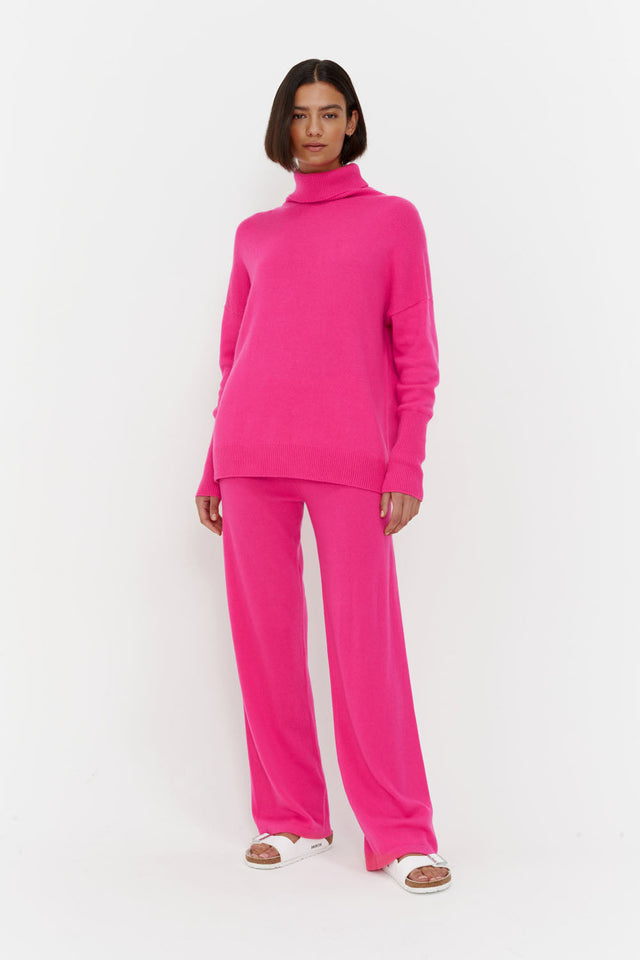 Fuchsia Cashmere Wide-Leg Pants image 1