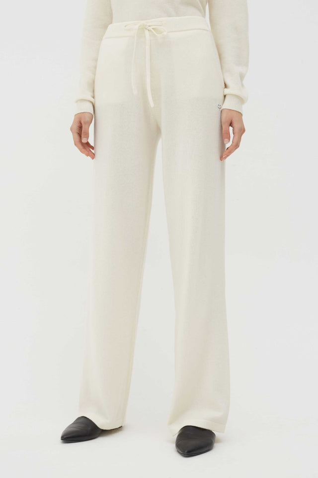 Cream Cashmere Wide-Leg Pants image 1