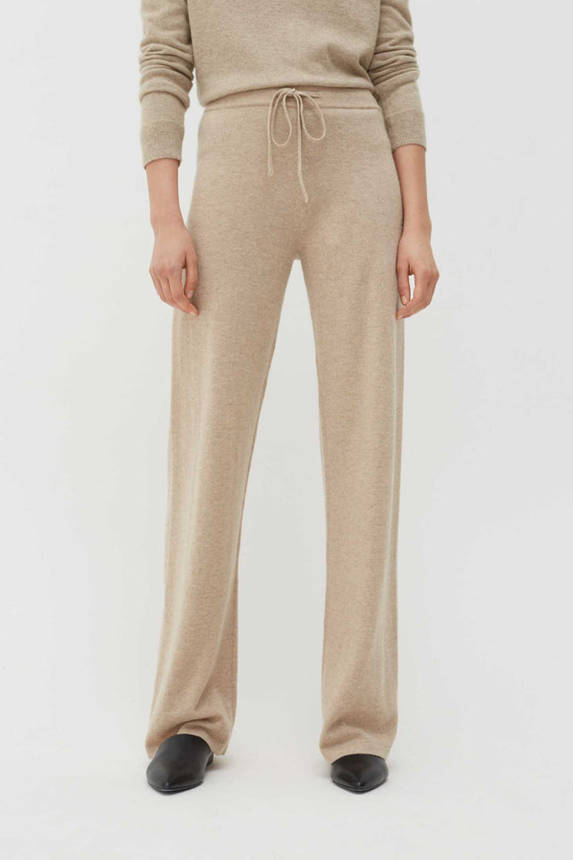 Oatmeal Cashmere Wide-Leg Pants image 1