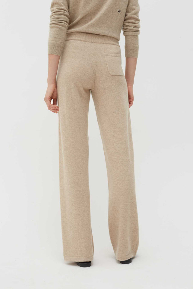 Oatmeal Cashmere Wide-Leg Pants image 4