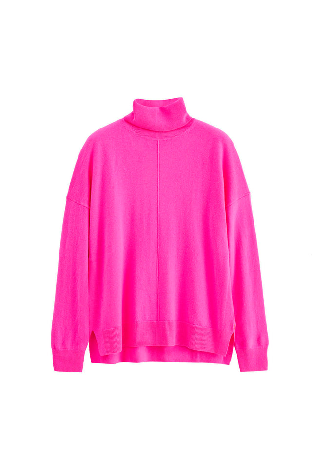 Fuchsia Wool-Cashmere Relaxed Rollneck Sweater image 2