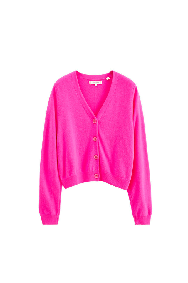 Fuchsia Wool-Cashmere Cropped Cardigan image 2