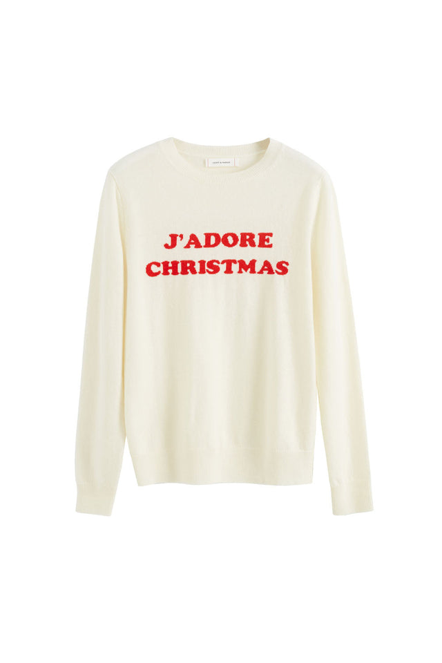 Cream Wool-Cashmere J'adore Christmas Sweater image 2