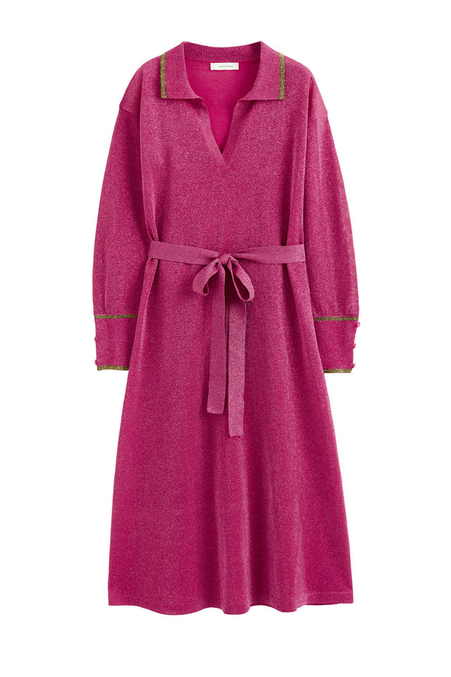 Pink Lurex Relaxed Polo Dress image 2