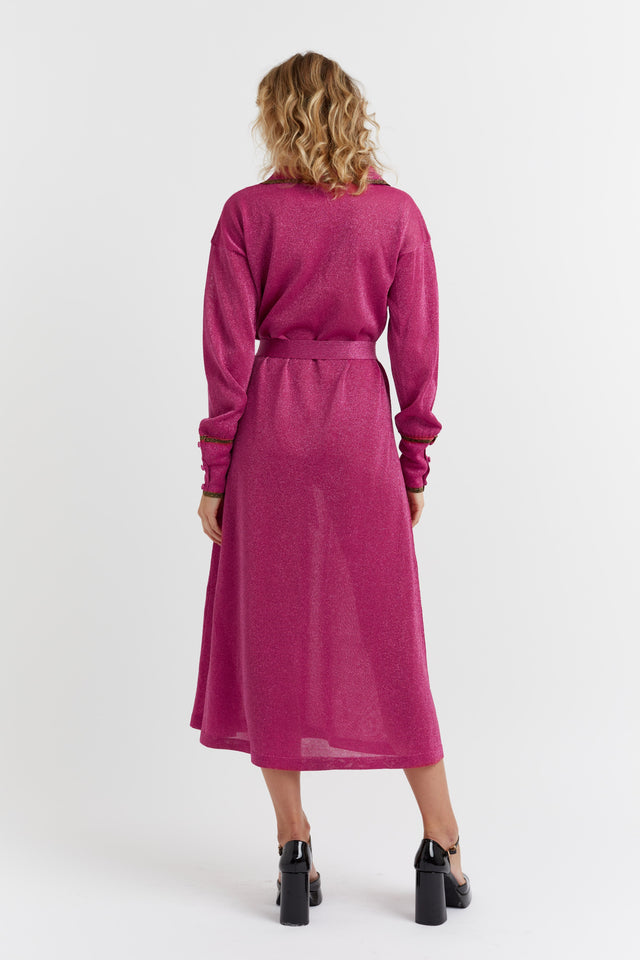 Pink Lurex Relaxed Polo Dress image 3