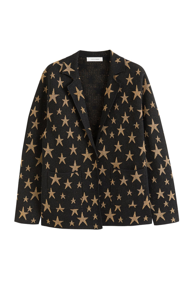 Black Lurex-Jacquard Star Jacket image 2