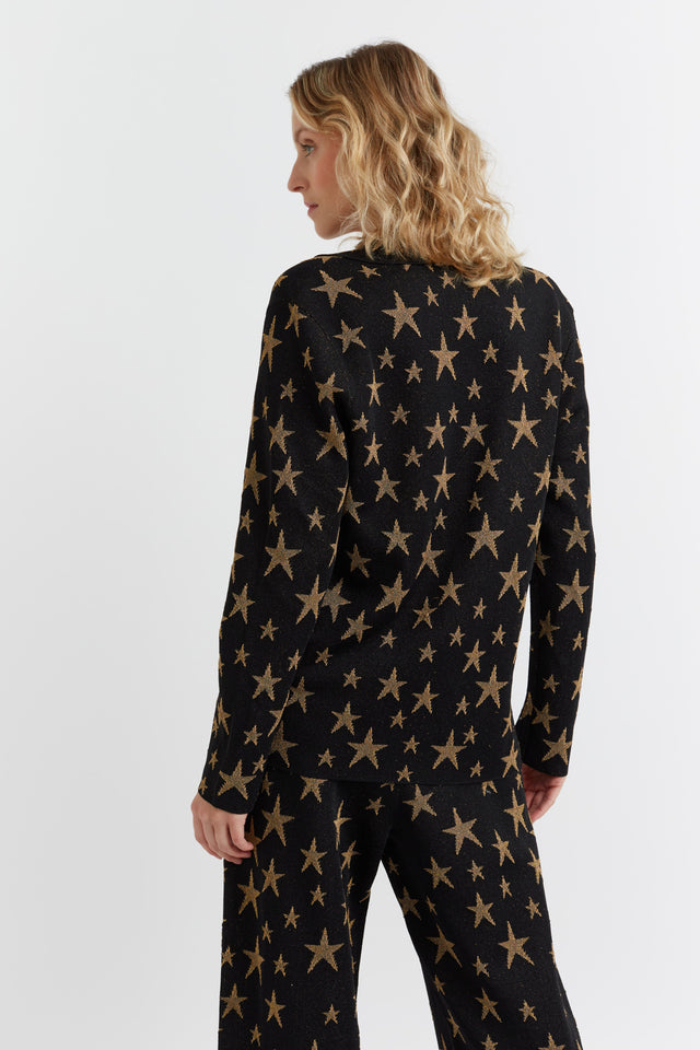Black Lurex-Jacquard Star Jacket image 3