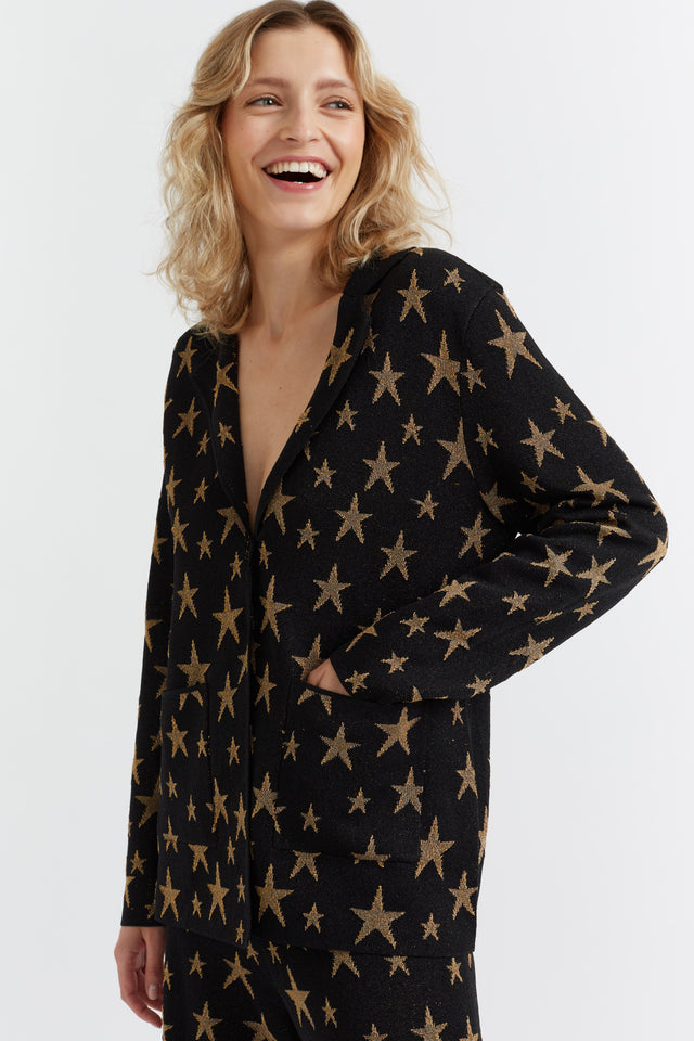 Black Lurex-Jacquard Star Jacket image 1