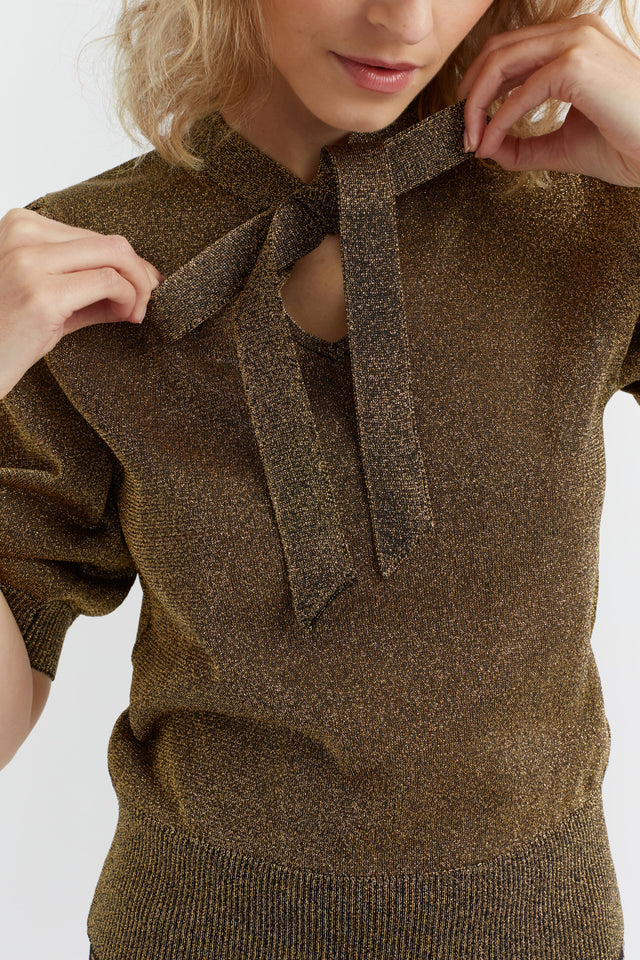 Gold Lurex Pussy-Bow Top image 4