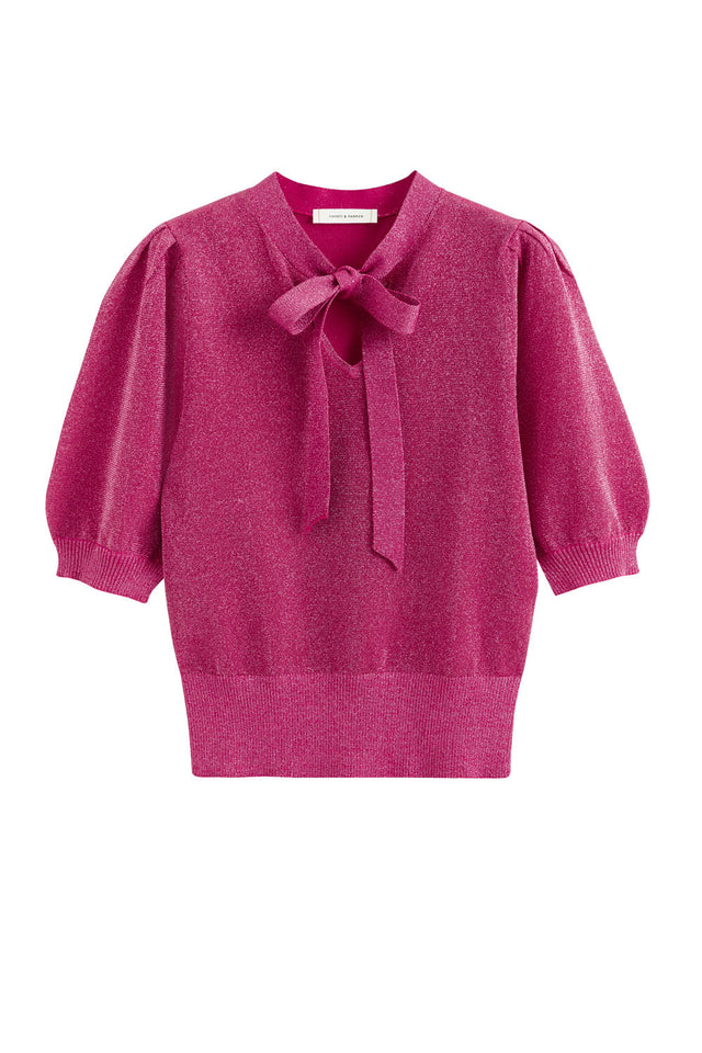 Pink Lurex Pussy-Bow Top image 2