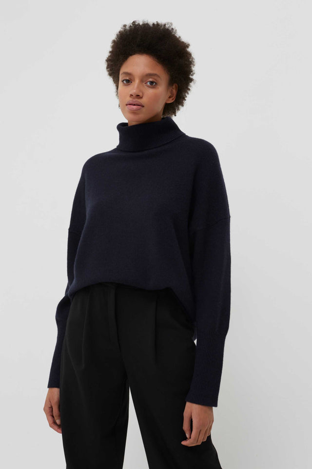 Navy Cashmere Rollneck Sweater image 1