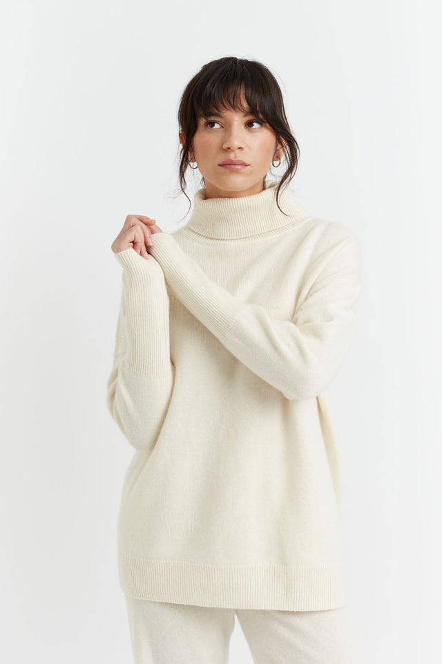 Cream Cashmere Rollneck Sweater image 1