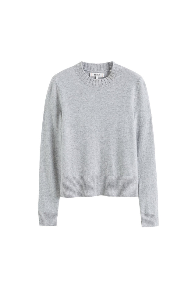 Grey-Marl Wool-Cashmere Cropped Sweater image 2