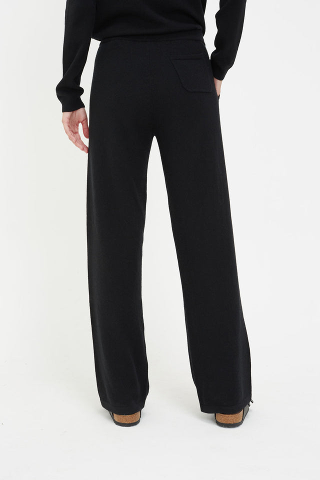 Black Cashmere Wide-Leg Pants image 6
