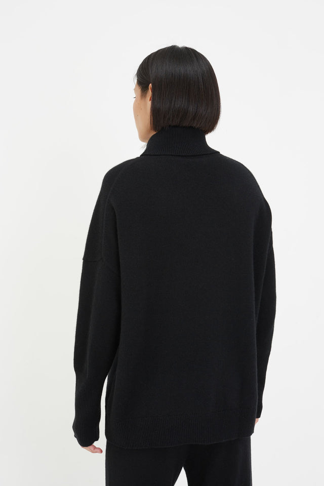 Black Cashmere Rollneck Sweater image 4