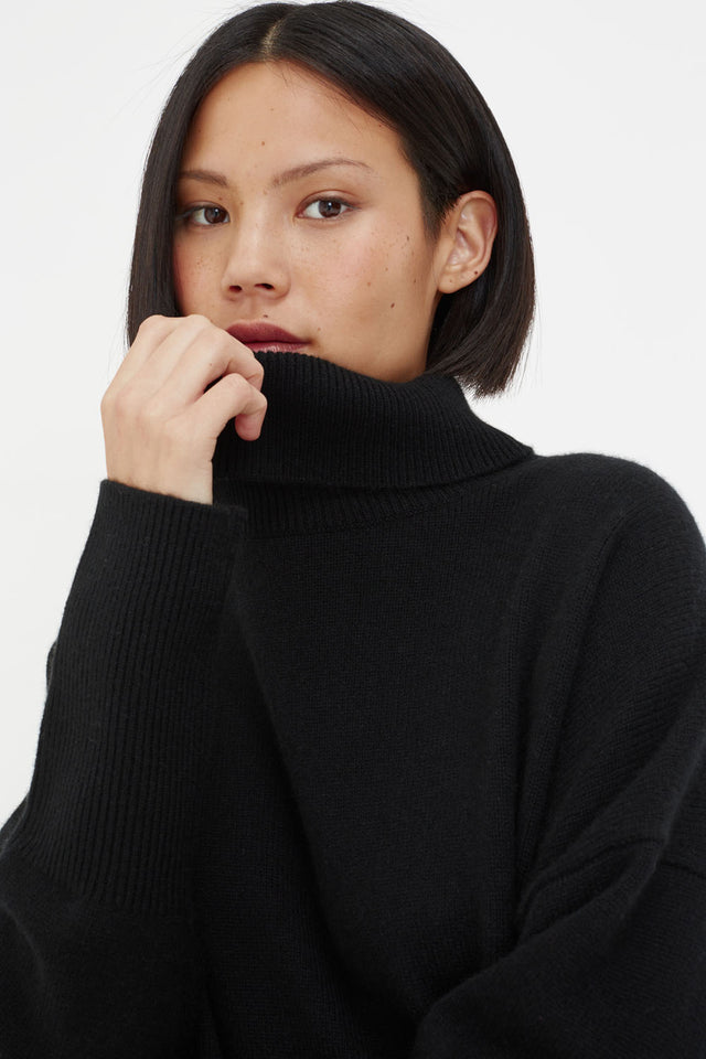 Black Cashmere Rollneck Sweater image 1
