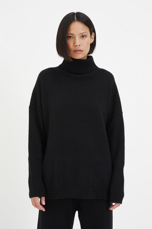 Black Cashmere Rollneck Sweater image 3