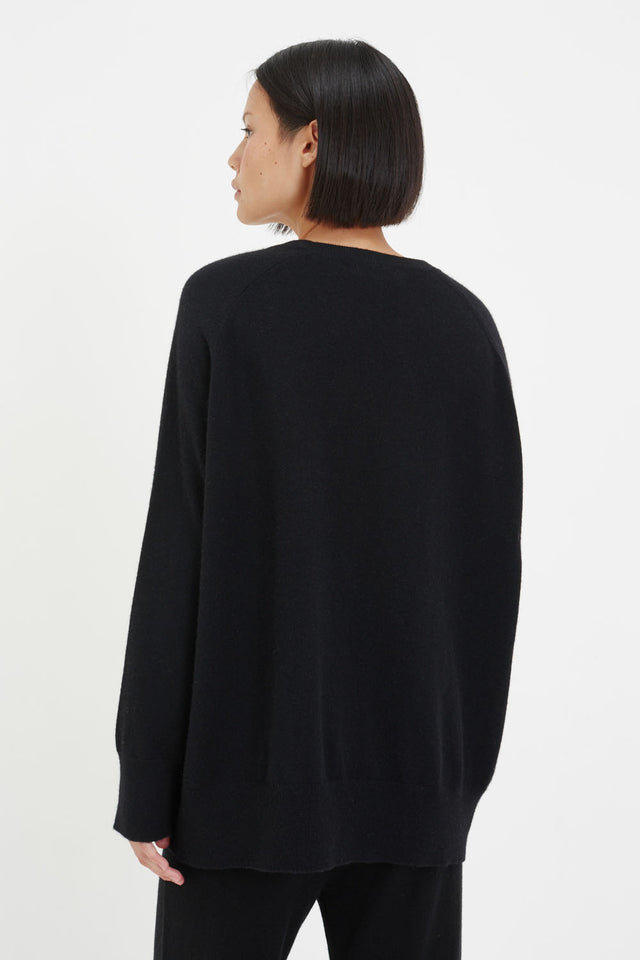 Black Cashmere Slouchy Sweater image 4