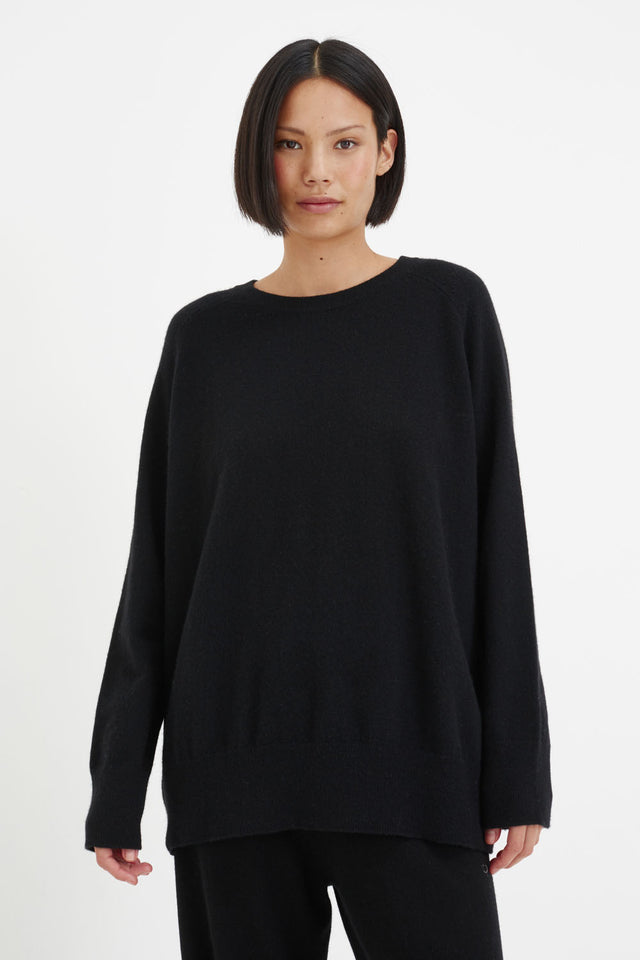 Black Cashmere Slouchy Sweater image 1